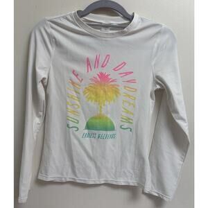 Old Navy Girls XL 14-16 Long Sleeve Rash Guard White Sunshine Daydreams